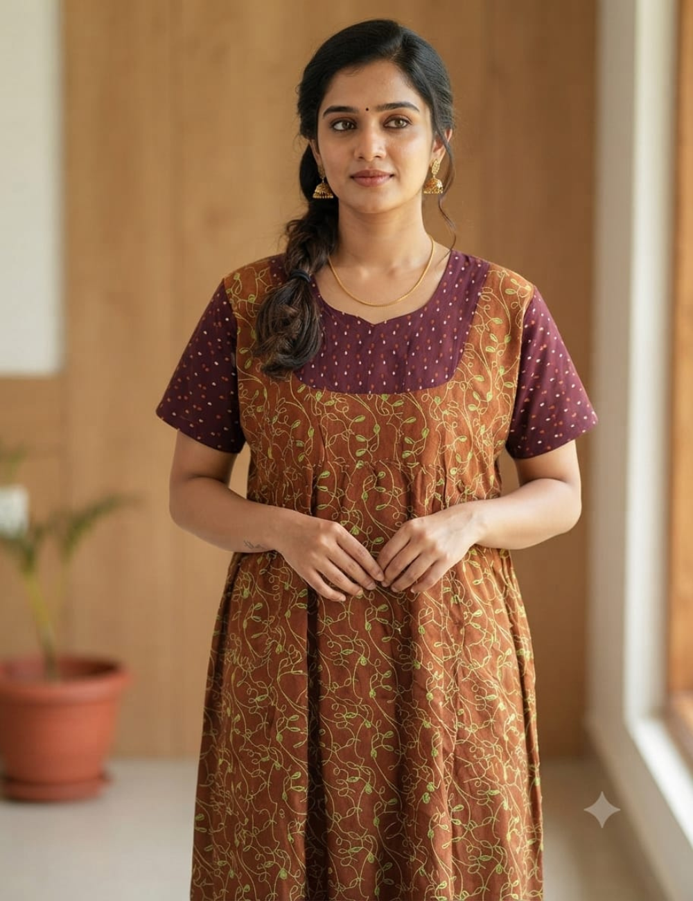 2XL Women's Premium Designer |With Rope|Pure cotton |Without Zip Pattern Nighty | Soft Comfortable Daily Wear Nightdress