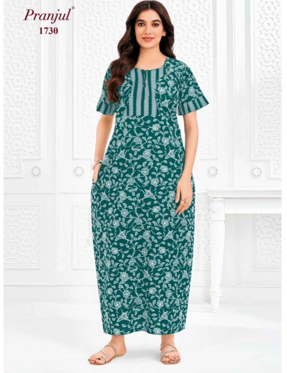 3xl Designer neck–|Zip|Extra Comfort Plus Size Nightwear|Pure Cotton | pranjul nighties
