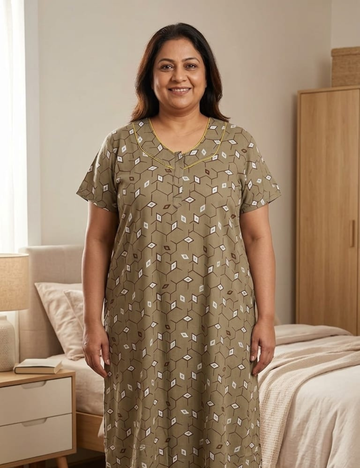 3XL Zip Nighties | Pure Cotton | Extra Comfort Plus Size Nightwear