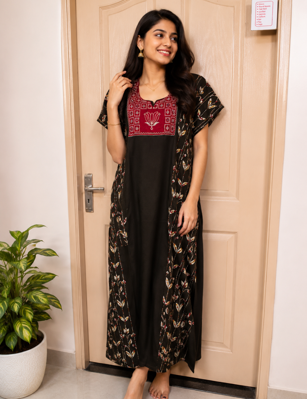 XL -COMBO Embroidery |Ecomomy Plus Nighty |Without Zip | Everyday Comfort Wear