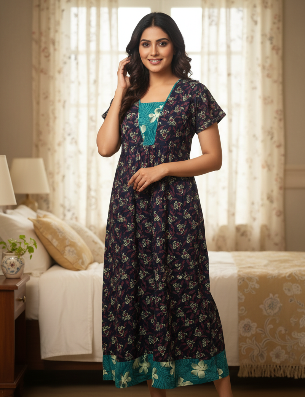 XL - Stylish Premium Frock Nighty| with Rope |Without Zip | Everyday Comfort Wear