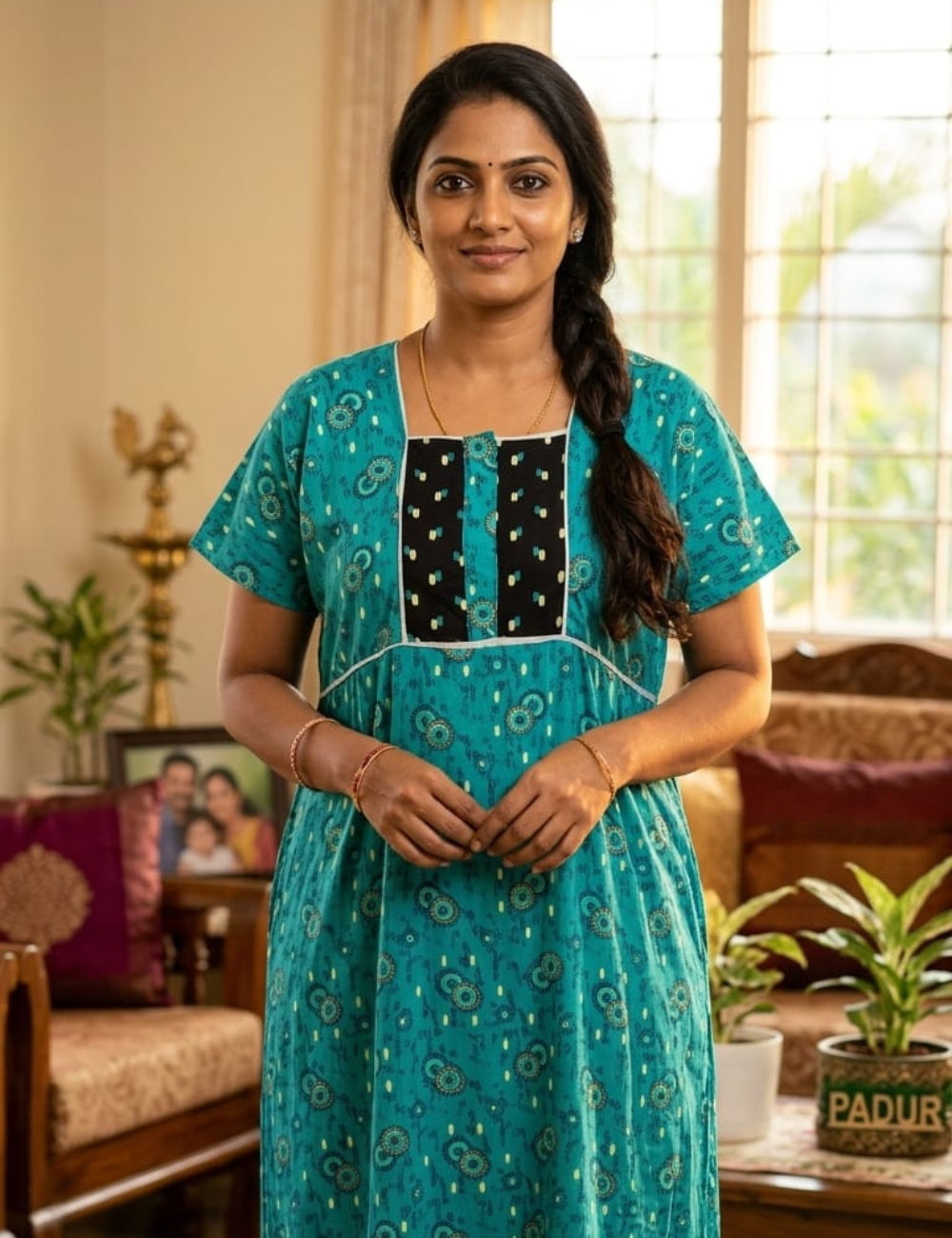 XL Women's Premium - Elegant Front Zip Cotton Nighty | premium pure cotton | Soft & Comfortable Daily Wear (Copy)