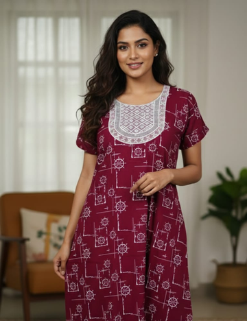 XL Premium -COMBO premium look| Without Zip|Pure Cotton Nighty
