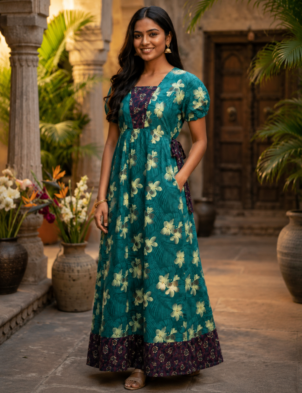 2XL Premium Frock Nighty with Adjustable Side Rope | Soft & Comfortable Daily Wear |Without Zip Pattern