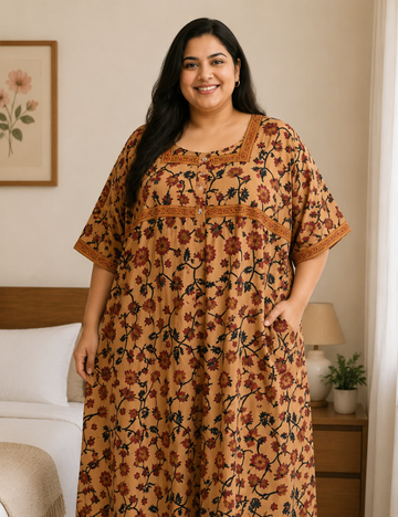 4xl/5XL Premium Jyothi Cotton Printed Nighty for Women | Soft & Breathable Cotton | Relaxed Comfortable Fit