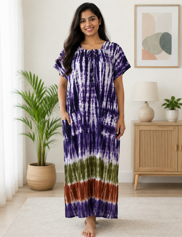 XL Premium -COMBO premium Quality| Elastic pattern| Without Zip|Pure Cotton Nighty