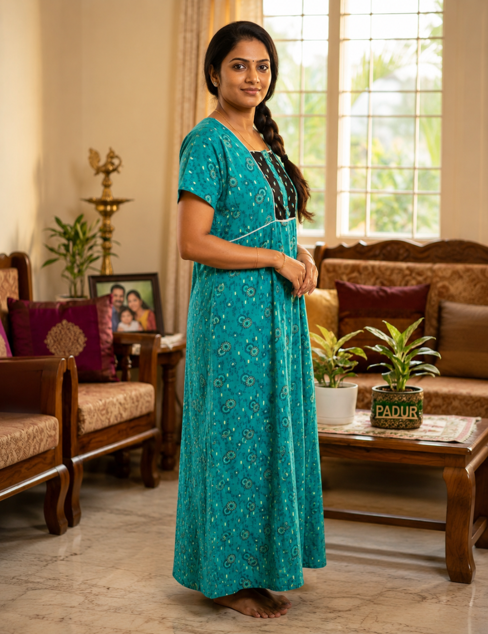 XL Women's Premium - Elegant Front Zip Cotton Nighty | premium pure cotton | Soft & Comfortable Daily Wear (Copy)