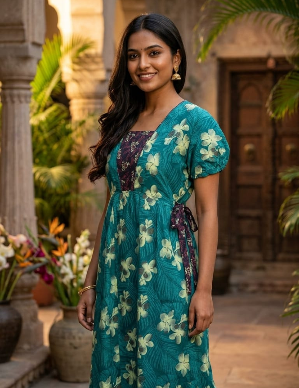 2XL Premium Frock Nighty with Adjustable Side Rope | Soft & Comfortable Daily Wear |Without Zip Pattern