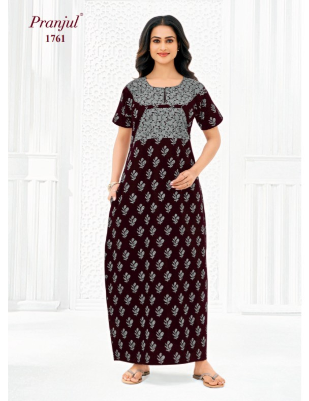 3xl Designer neck–|Zip|Extra Comfort Plus Size Nightwear|Pure Cotton | pranjul nighties
