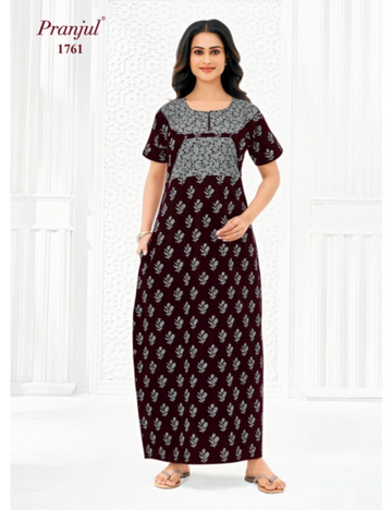 3xl Designer neck–|Zip|Extra Comfort Plus Size Nightwear|Pure Cotton | pranjul nighties