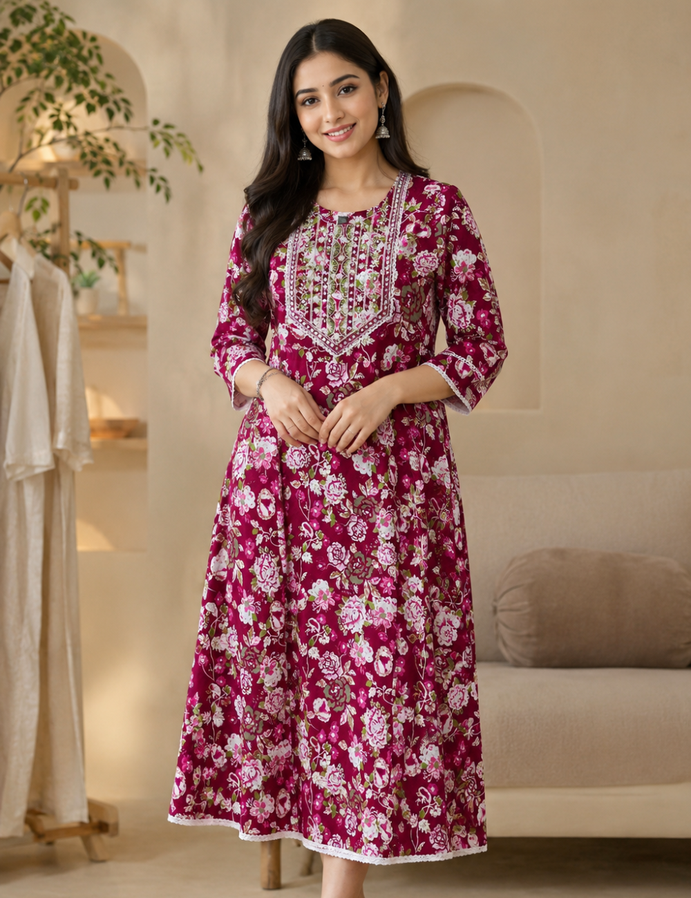 M-Size Anarkali long kurtis– Elegant Everyday|Soft Rayon Kurti