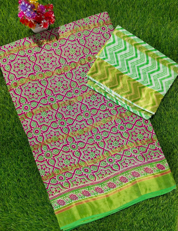 Daily Wear - Soft Cotton Saree |Traditional Printwith Matching Blouse
