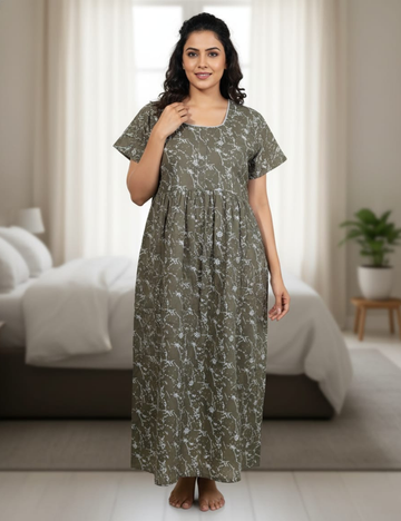 2XL Premium Frock Nighty with Adjustable Side Rope | Soft & Comfortable Daily Wear |Without Zip Pattern