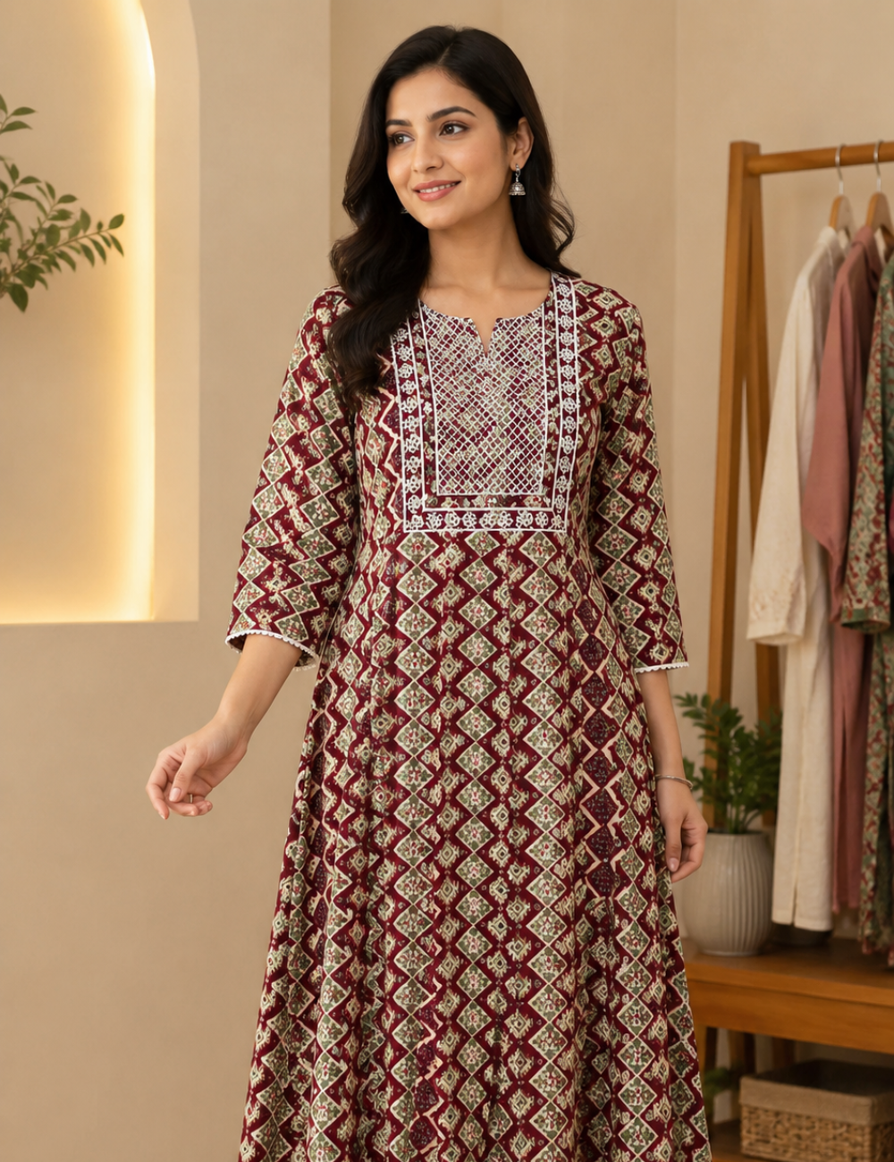 M-Size Anarkali long kurtis– Elegant Everyday|Soft Rayon Kurti