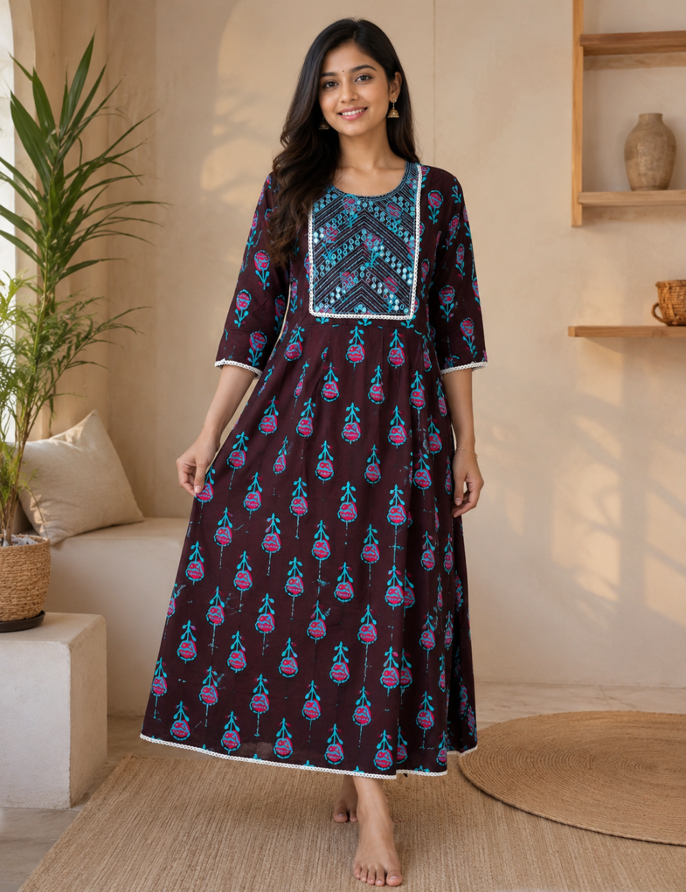 L-Size Anarkali long kurtis– Elegant Everyday|Soft Rayon Kurti