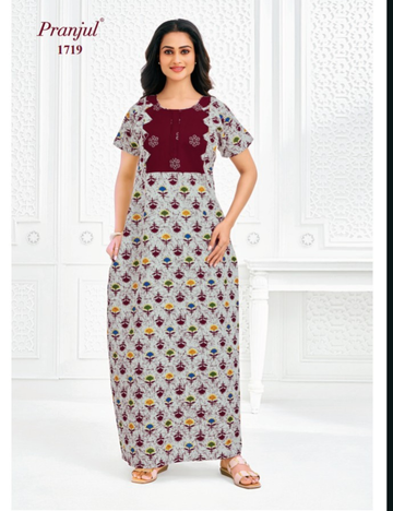 3xl Designer neck–|Zip|Extra Comfort Plus Size Nightwear|Pure Cotton | pranjul nighties