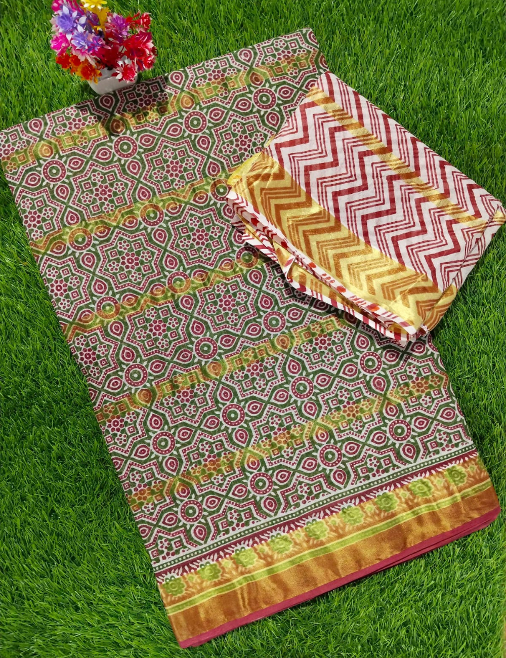 Daily Wear - Soft Cotton Saree |Traditional Printwith Matching Blouse