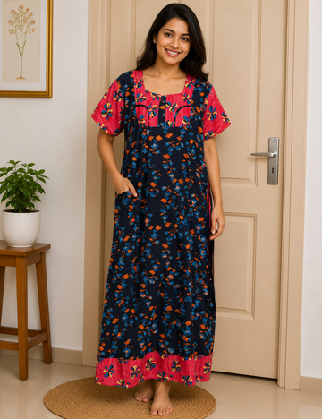 XL - Stylish Premium Frock Nighty| with Rope |Without Zip | Everyday Comfort Wear