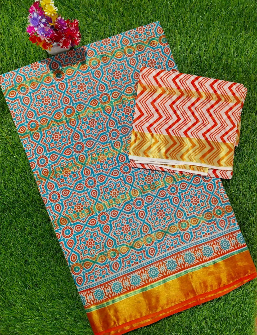 Daily Wear - Soft Cotton Saree |Traditional Printwith Matching Blouse