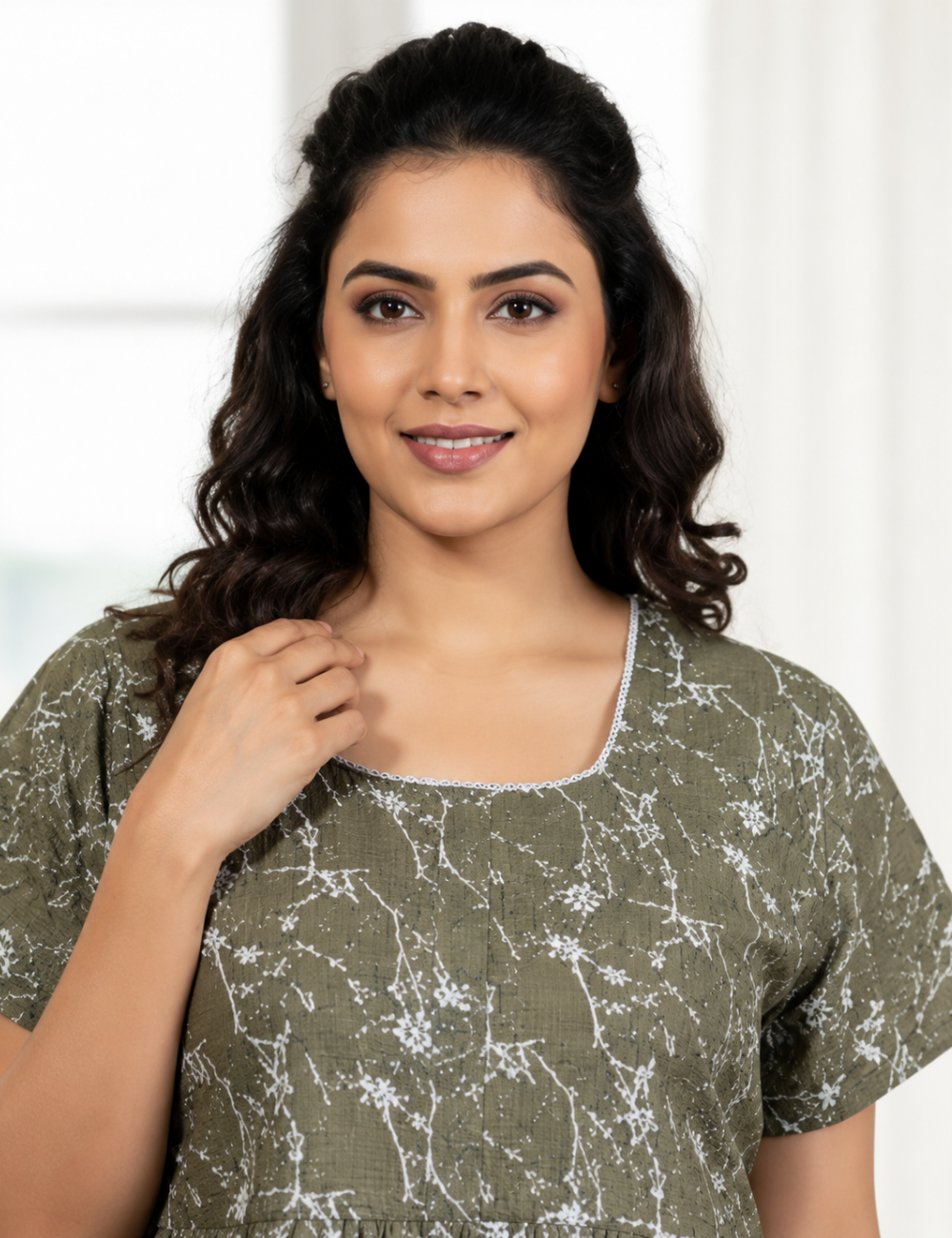 2XL Premium Frock Nighty with Adjustable Side Rope | Soft & Comfortable Daily Wear |Without Zip Pattern