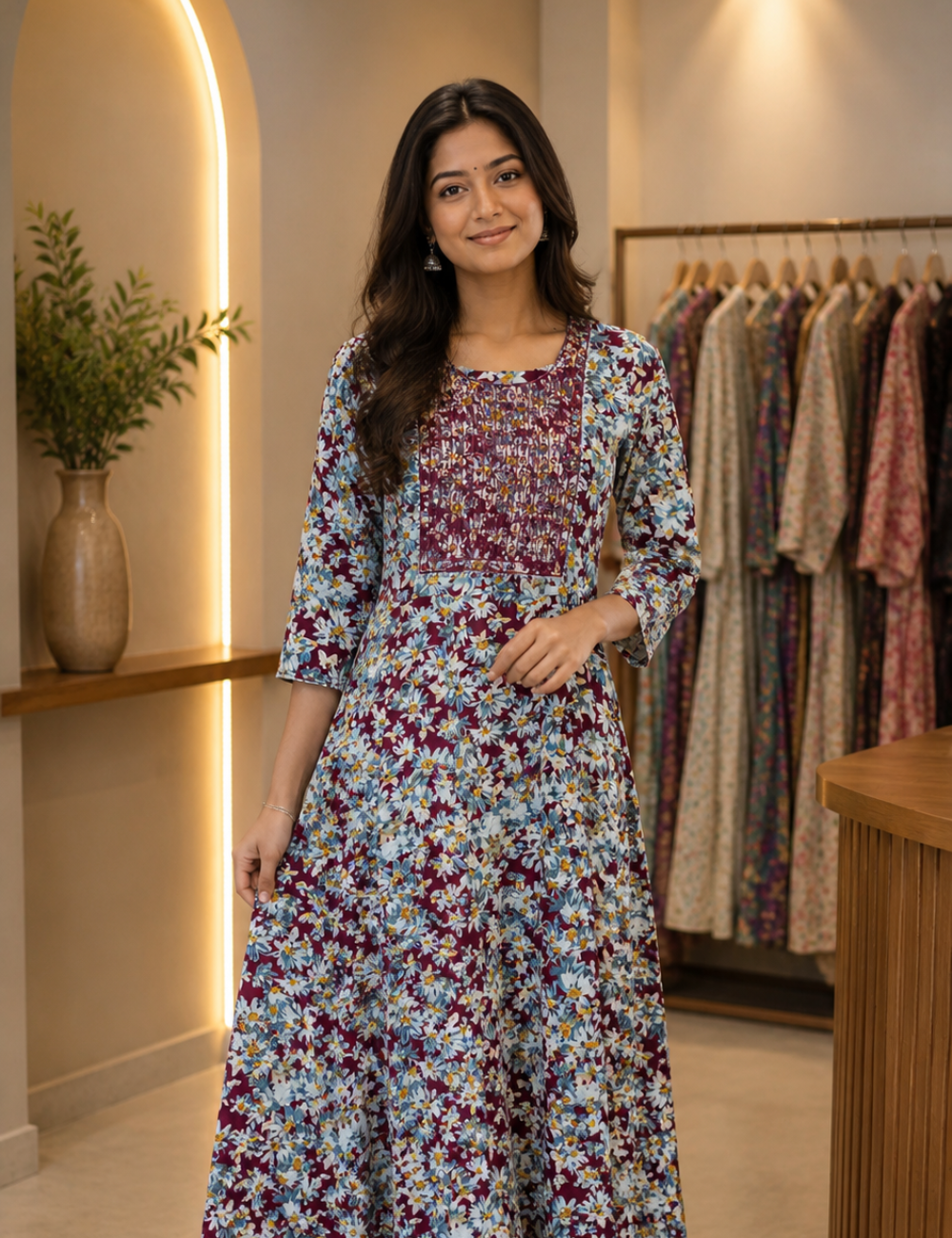 L-Size Anarkali long kurtis– Elegant Everyday|Soft Rayon Kurti