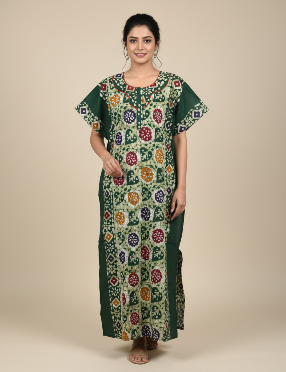 XL Premium - Elegant Designer| With Zip|Pure Cotton Nighty