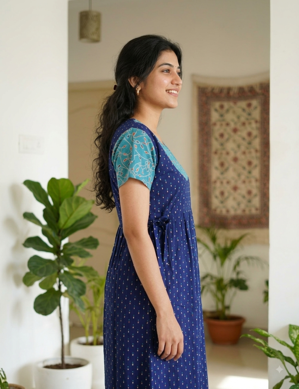2XL Women's Premium Designer |With Rope|Pure cotton |Without Zip Pattern Nighty | Soft Comfortable Daily Wear Nightdress