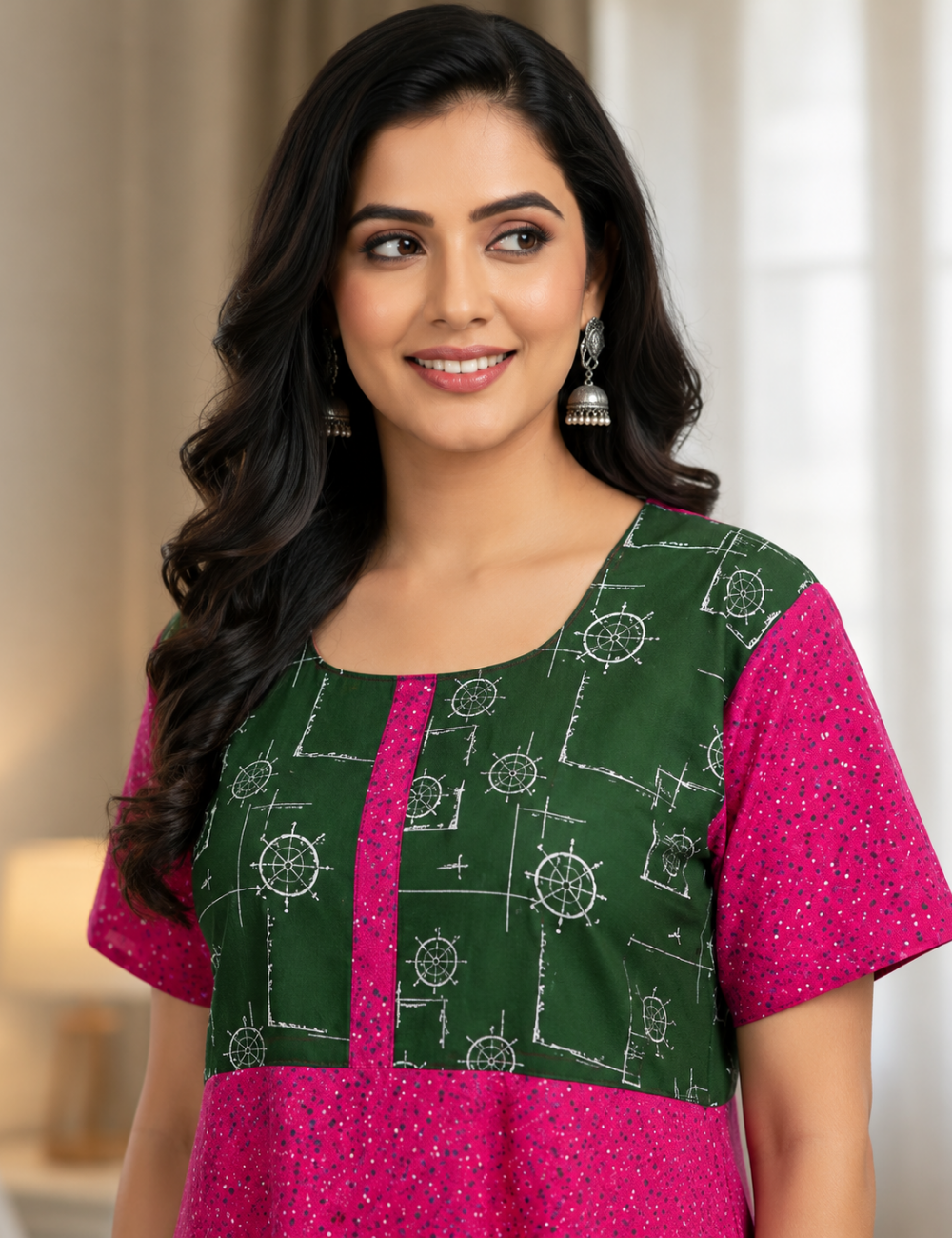 2XL Premium Frock Nighty with Adjustable Side Rope | Soft & Comfortable Daily Wear |Without Zip Pattern
