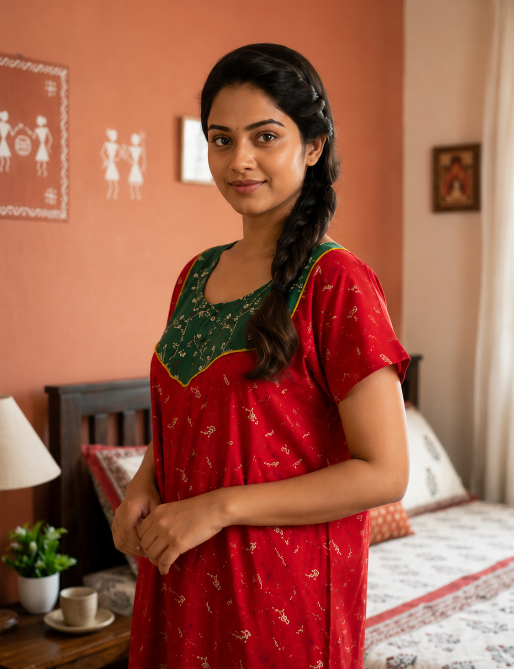 2XL Premium - Elegant Front Zip Cotton Nighty | premium pure cotton | Soft & Comfortable Daily Wear
