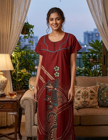 XL Premium - Elegant | Premium| With Zip|Pure Cotton Nighty