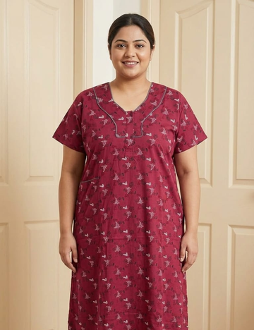 3xl Designer neck– Extra Comfort Plus Size Nightwear|Pure Cotton |