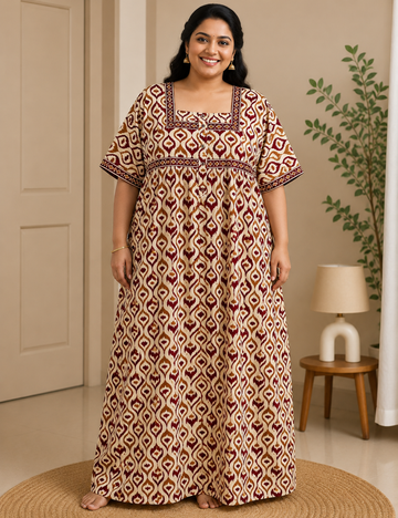 4xl/5XL Premium Jyothi Cotton Printed Nighty for Women | Soft & Breathable Cotton | Relaxed Comfortable Fit