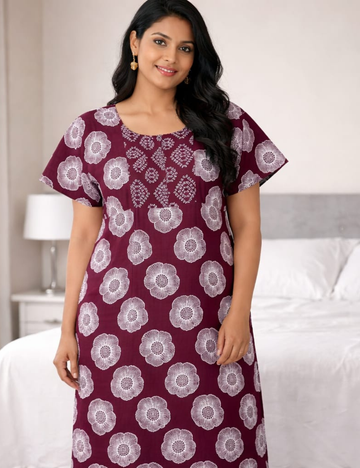 2XL Premium - Elegant Front Zip Cotton Nighty | premium pure cotton | Soft & Comfortable Daily Wear (Copy)