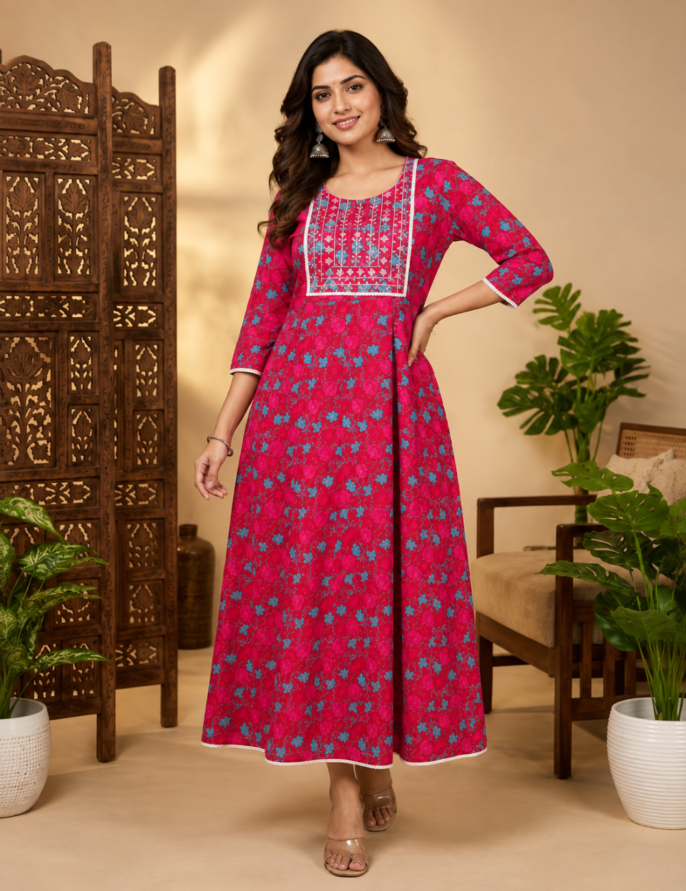 M-Size Anarkali long kurtis– Elegant Everyday|Soft Rayon Kurti