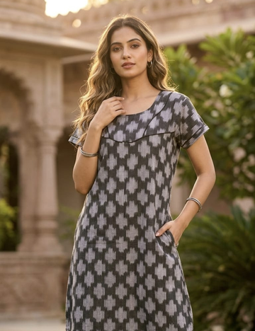2XL Premium - Elegant Front Zip Cotton Nighty | premium pure cotton | Soft & Comfortable Daily Wear