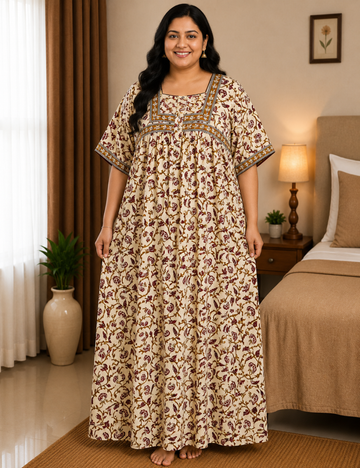 2xl/3XL Premium Jyothi Cotton Printed Nighty for Women | Soft & Breathable Cotton | Relaxed Comfortable Fit|JY01