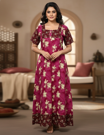 XL - Stylish Premium Frock Nighty| with Rope |Without Zip | Everyday Comfort Wear