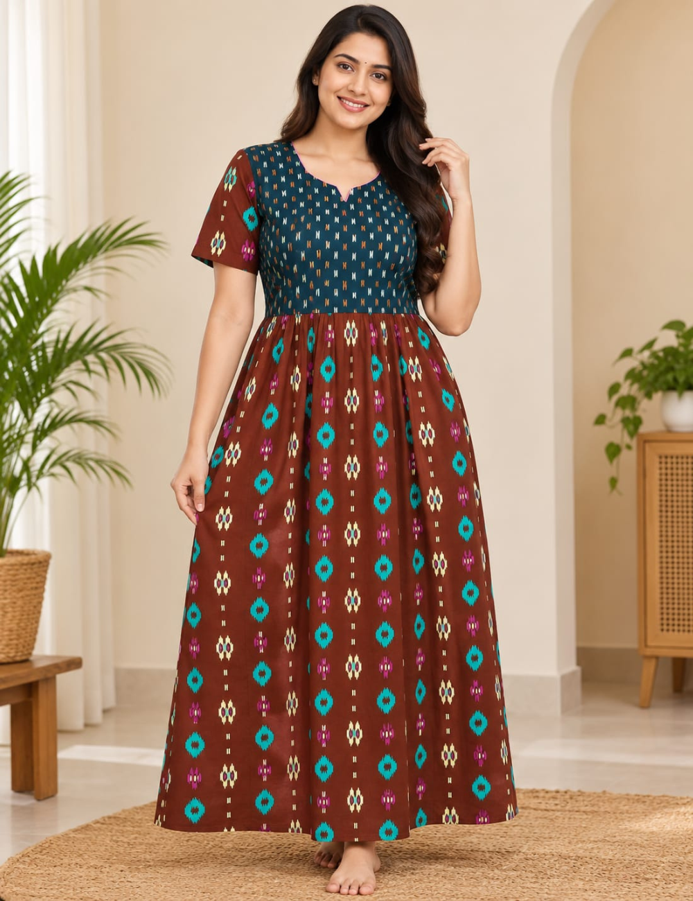L - Size |Premium Pure Cotton | frock type Nighty