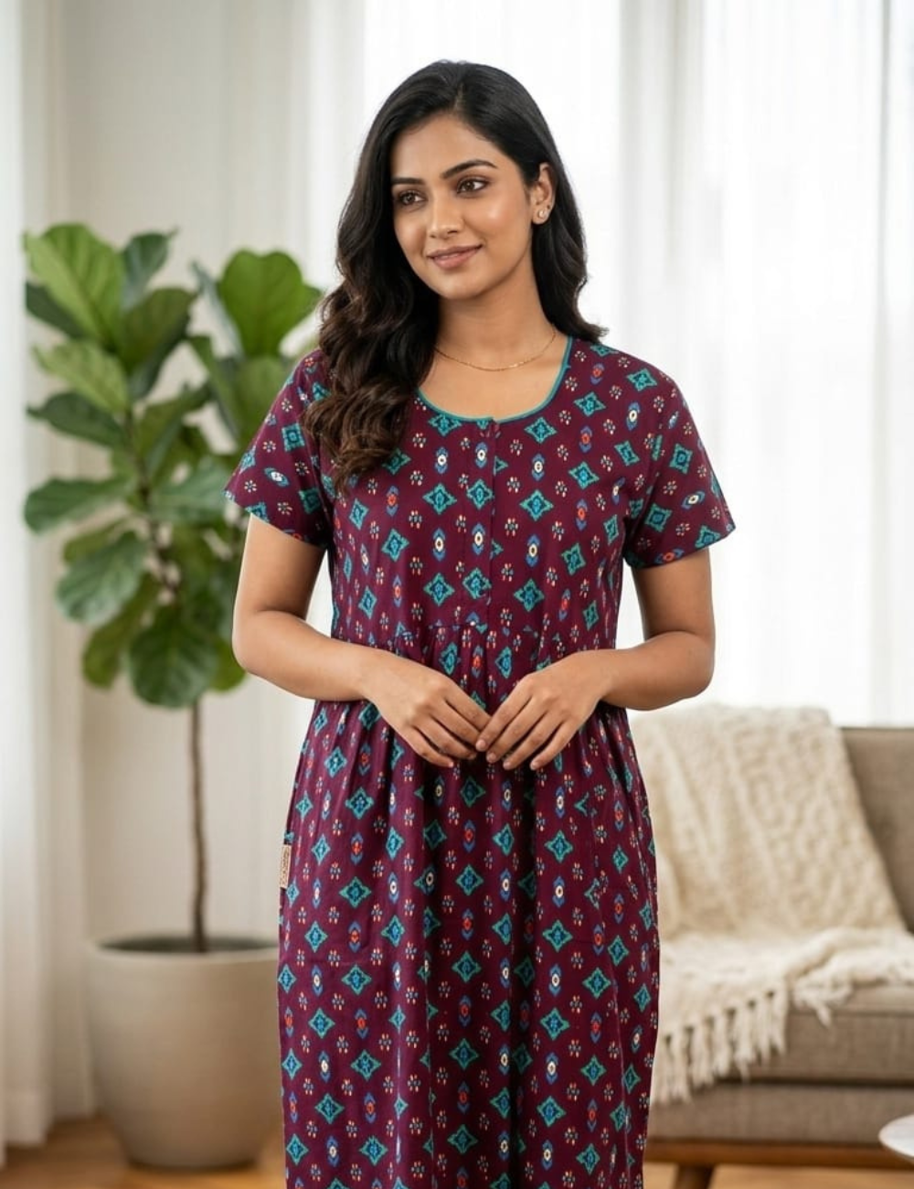 XL - Stylish Premium Frock Nighty |Without Zip | Everyday Comfort Wear