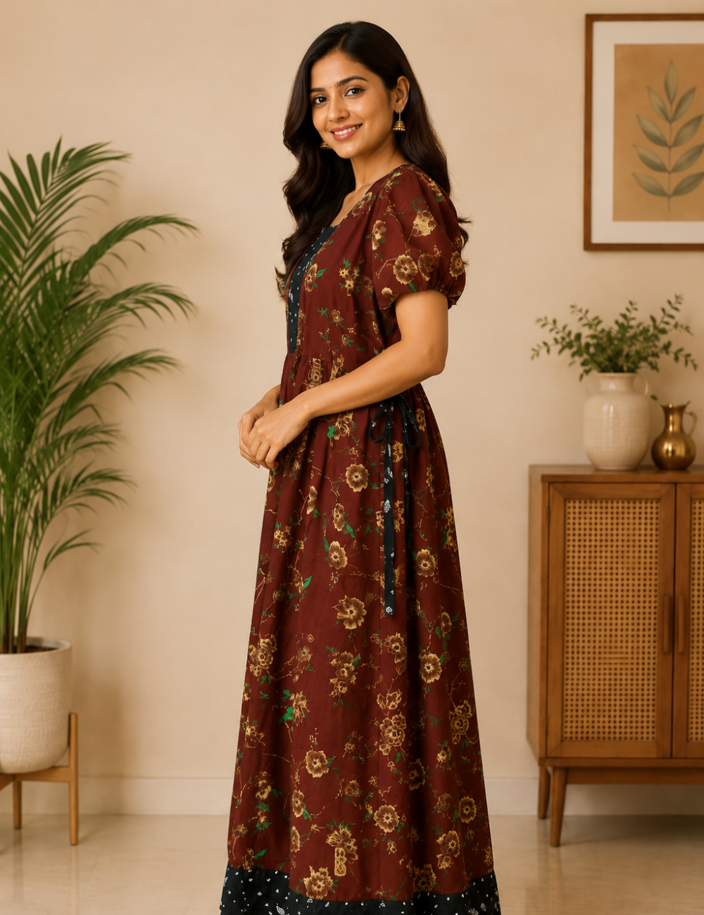 2XL Premium Frock Nighty with Adjustable Side Rope | Soft & Comfortable Daily Wear |Without Zip Pattern