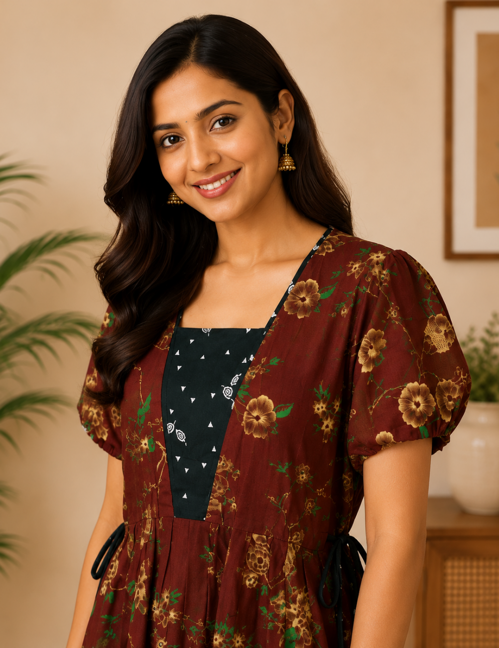 2XL Premium Frock Nighty with Adjustable Side Rope | Soft & Comfortable Daily Wear |Without Zip Pattern