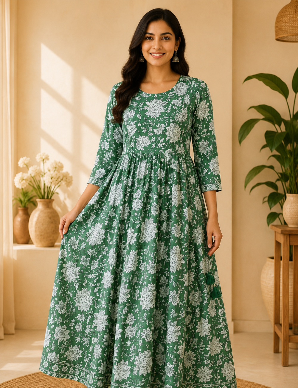 2XL-Size Anarkali long Kurti – Elegant Everyday|Soft Rayon Kurti