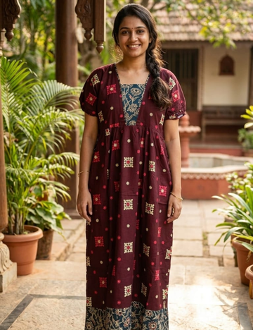 2XL Premium Frock Nighty with Adjustable Side Rope | Soft & Comfortable Daily Wear |Without Zip Pattern