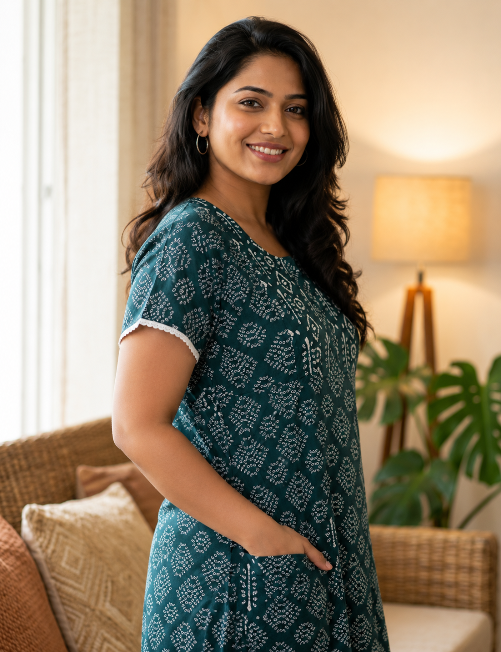 2XL Premium - Elegant Front Zip Cotton Nighty | premium pure cotton | Soft & Comfortable Daily Wear