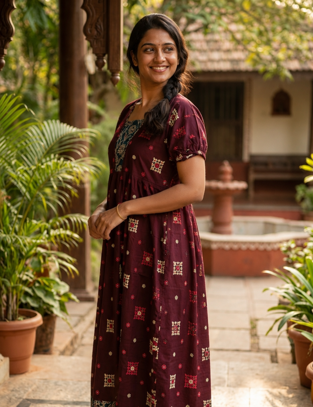 2XL Premium Frock Nighty with Adjustable Side Rope | Soft & Comfortable Daily Wear |Without Zip Pattern