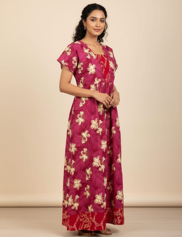 2XL Premium Frock Nighty with Adjustable Side Rope | Soft & Comfortable Daily Wear |Without Zip Pattern