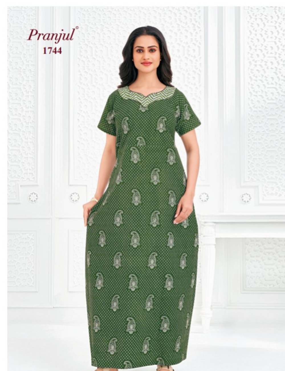 3xl Designer neck–No Zip|Extra Comfort Plus Size Nightwear|Pure Cotton | pranjul nighties
