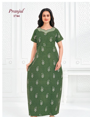 3xl Designer neck–No Zip|Extra Comfort Plus Size Nightwear|Pure Cotton | pranjul nighties