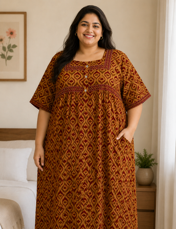 4xl/5XL Premium Jyothi Cotton Printed Nighty for Women | Soft & Breathable Cotton | Relaxed Comfortable Fit
