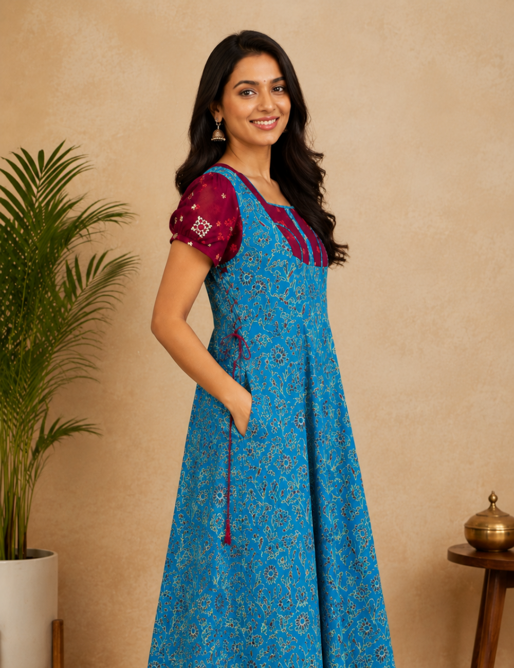 2XL Premium Frock Nighty with Adjustable Side Rope | Soft & Comfortable Daily Wear |Without Zip Pattern